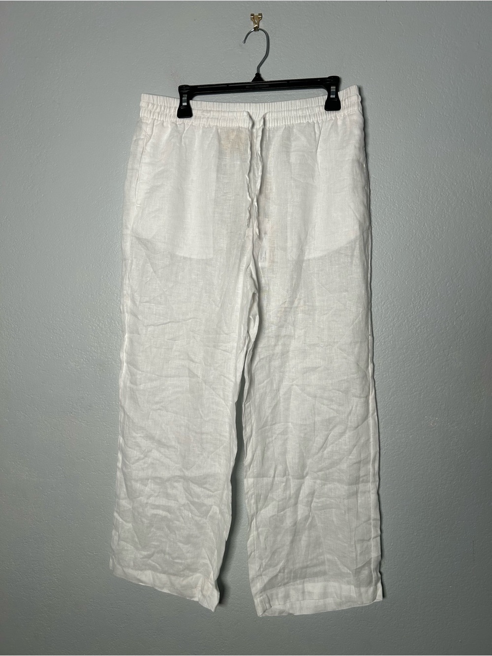 NEW Elie Linen Wide-Leg White Pants Beach Pool Travel size Large - Picture 3 of 9
